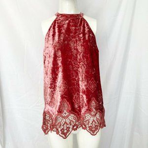 altar'd state Rose Pink Crushed Velvet Embroidered